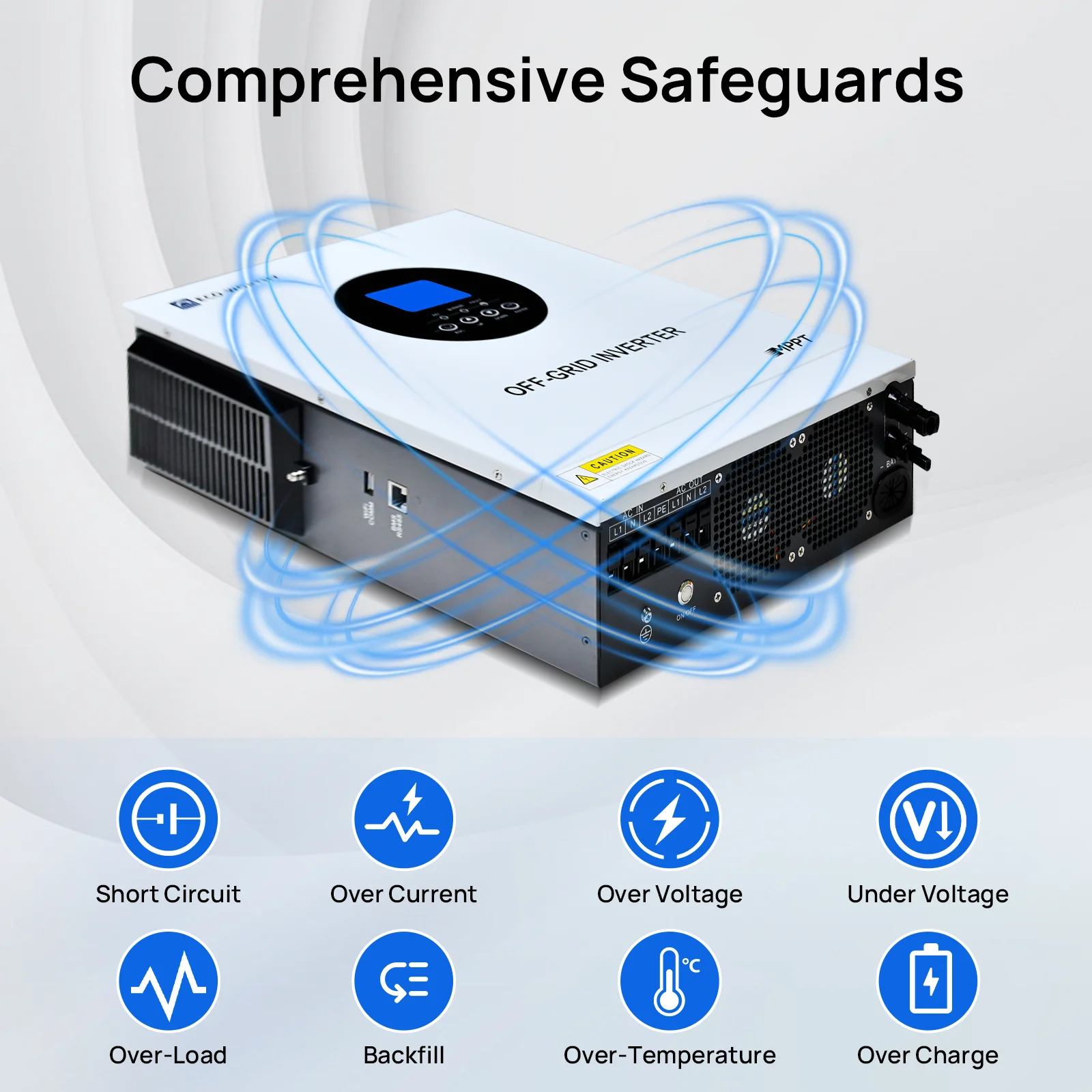 ECO-WORTHY 5000W Solar Hybrid Inverter 48V DC-120V/220V Pure Sine Wave Power Inverter AC Split Phase Off-Grid System - Image 6