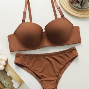 New Hot Selling Solid Color Daily 2-piece Set with Steel Rim push up Bra for Women Underwear Set J2611