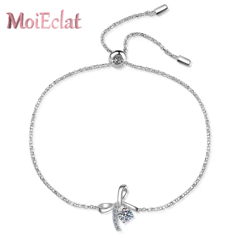 0.3 Carat Bowknot Moissanite Bracelet Free Adjustment, Platinum PT950 Fashionable Bangle Female Jewelry Luxury Wedding Gift - Image 4