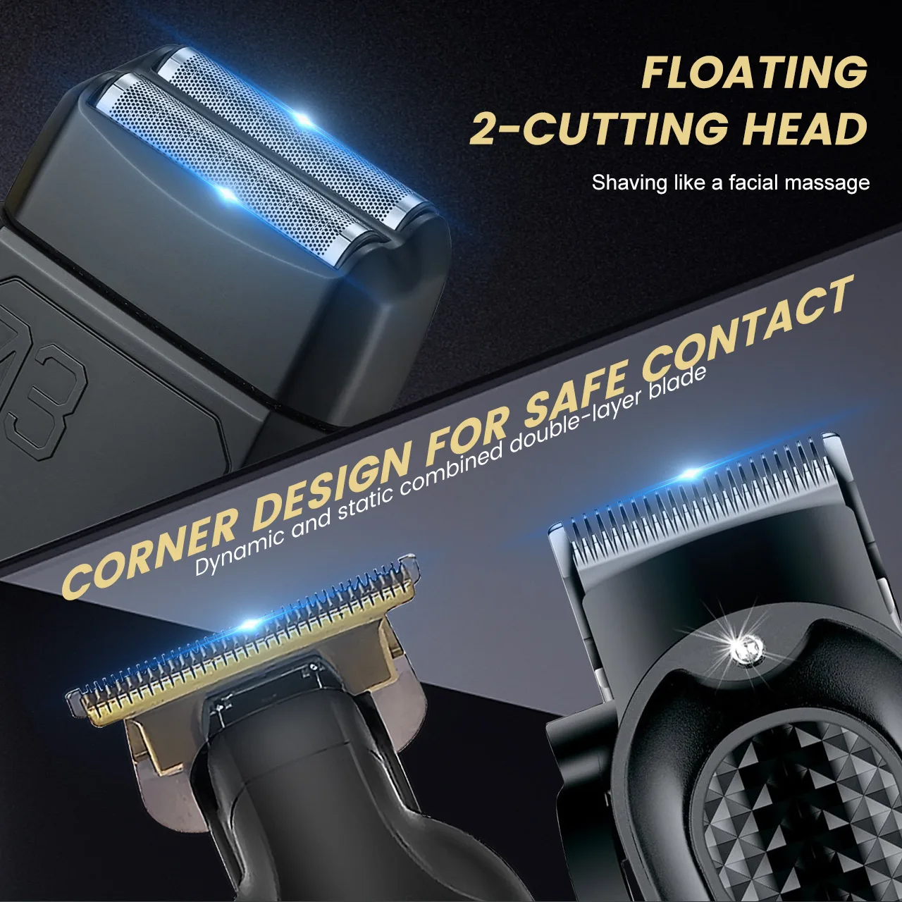 Solimpia Professional Hair Clipper 3-piece Set for Men Rechargeable Cordless Barber Clippers for Wet/Dry Hair Cutting - Image 3