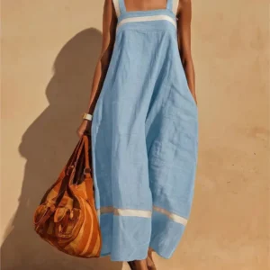 Summer New Loose Suspender Dress Woman's Solid Big Hem Long Dress Fashion Casual Simple Dresses For Women Holiday Party Vestidos