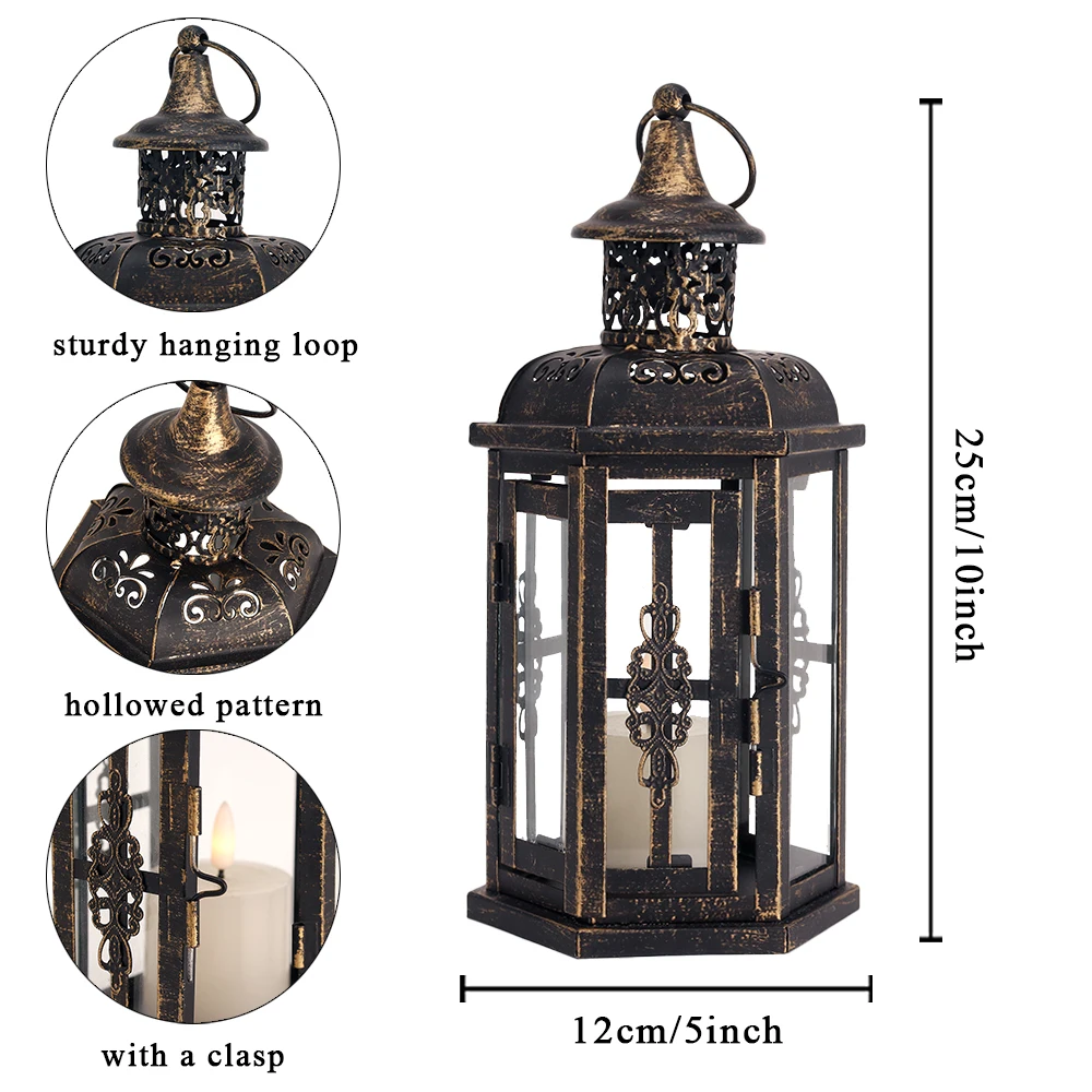 Vintage Candle Holder Lanterns 10 Inch High Decorative Hanging Lantern Bird Cage Metal Candle holder Black Garden Home Decor - Image 6