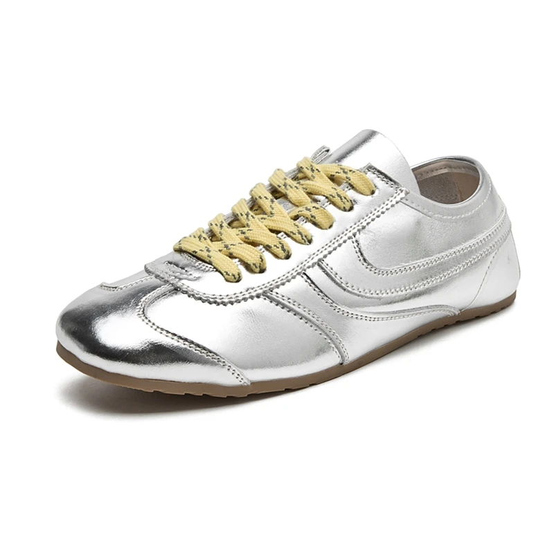 German Training Shoes Women 2026 New Genuine Leather Women Sneakers Flat Lace-up Retro Large Size Forrest Gump Shoes Women - Image 5
