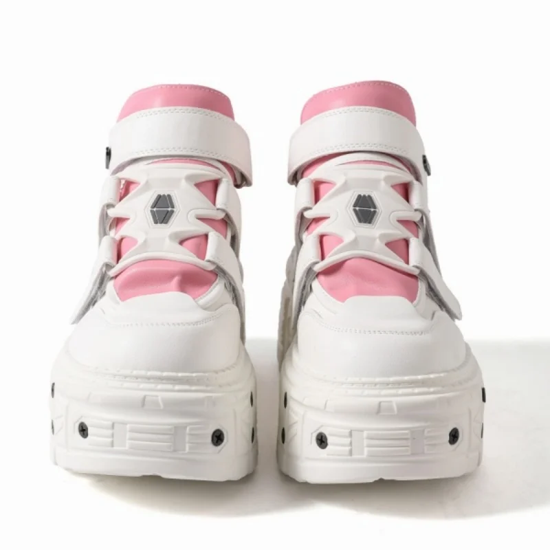 Fashion All Match Large Size Casual Trainers Chunk Heel Platform Runway Women Sneakers Outdoor Hook Loop Mixed Color Gothic Shoe - Image 3