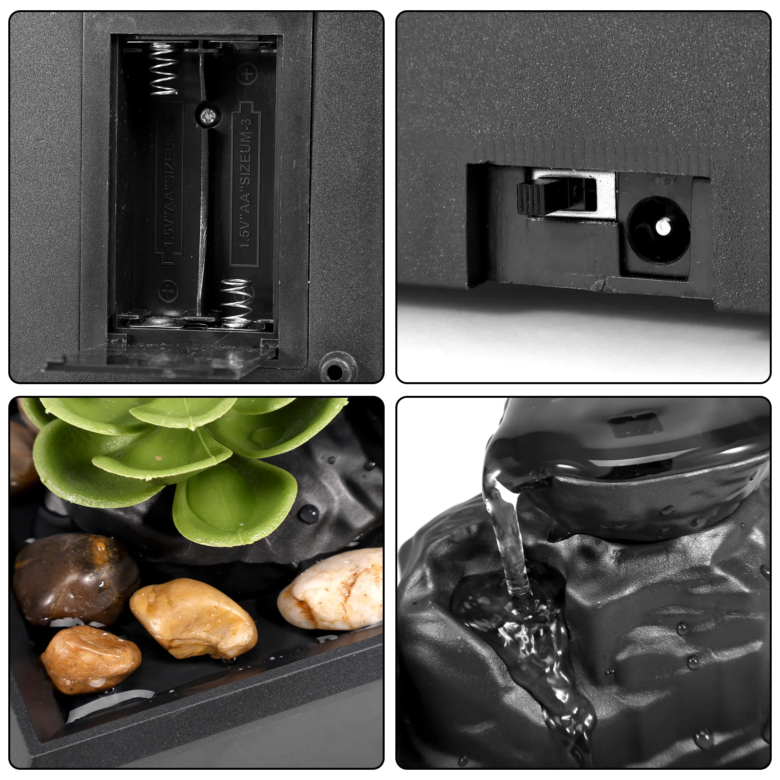 Tabletop Fountain Battery/USB Operated Water Fountain Feature Zen Meditation Fountain Decor Sound Relaxation Fountain Ornament - Image 5