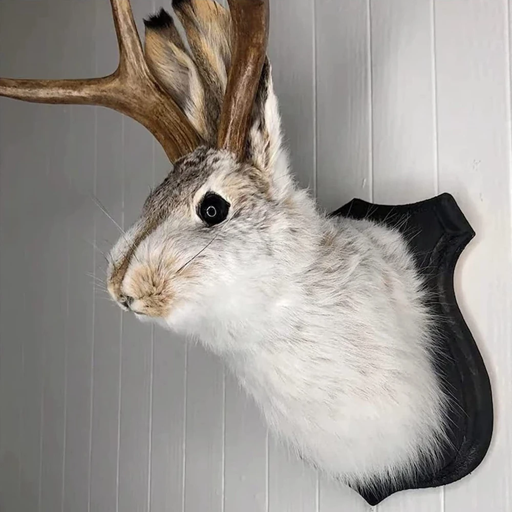 Easter Gift Bunny Head Antlers Wall Hanging Decoration Wall Decor Simulation Rabbit Specimen Resin Art Ornaments Jackalope Decor - Image 6