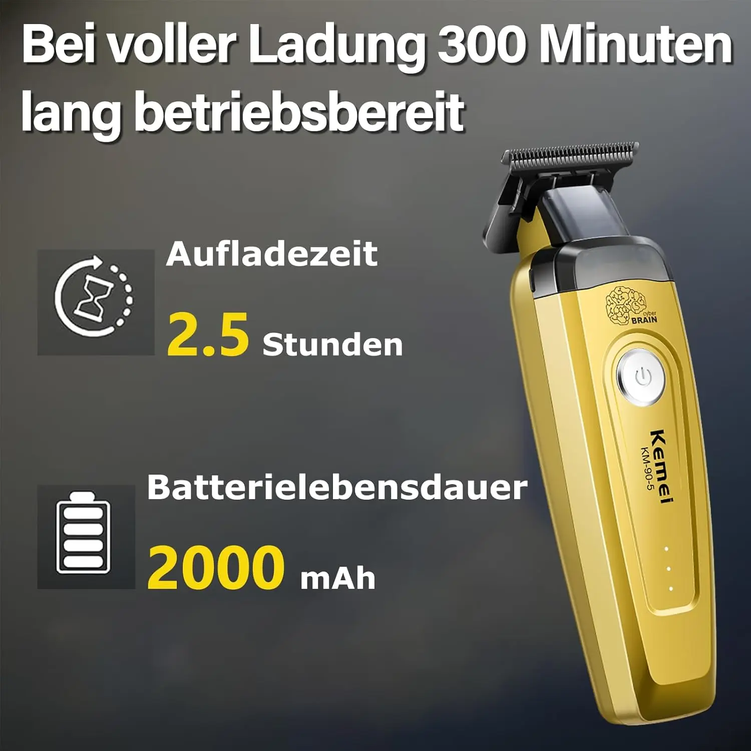 KEMEI Men's Hair Trimmer, Cordless Professional Hair Clippers, Beard Trimmer, Barber Care Kit, Hair Cutting Machine, 11,501 RPM, - Image 5