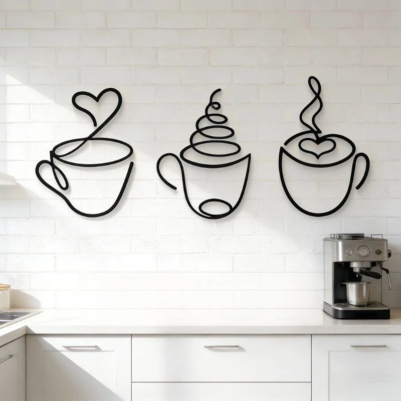 3PCS Wall Hanging Decor Coffee Themed Wall Hanging Art Creative Pendant European Style Living Room Home Cafe Interior Decoration - Image 4