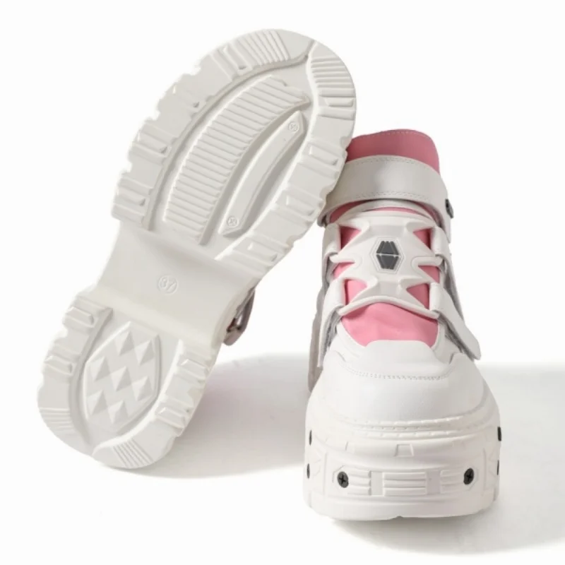 Fashion All Match Large Size Casual Trainers Chunk Heel Platform Runway Women Sneakers Outdoor Hook Loop Mixed Color Gothic Shoe - Image 4