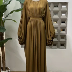 European American Women Clothing Fashion Bat Long-sleeved High-waisted Dress High-end Elegant Mid-length Dress Evening Dresses