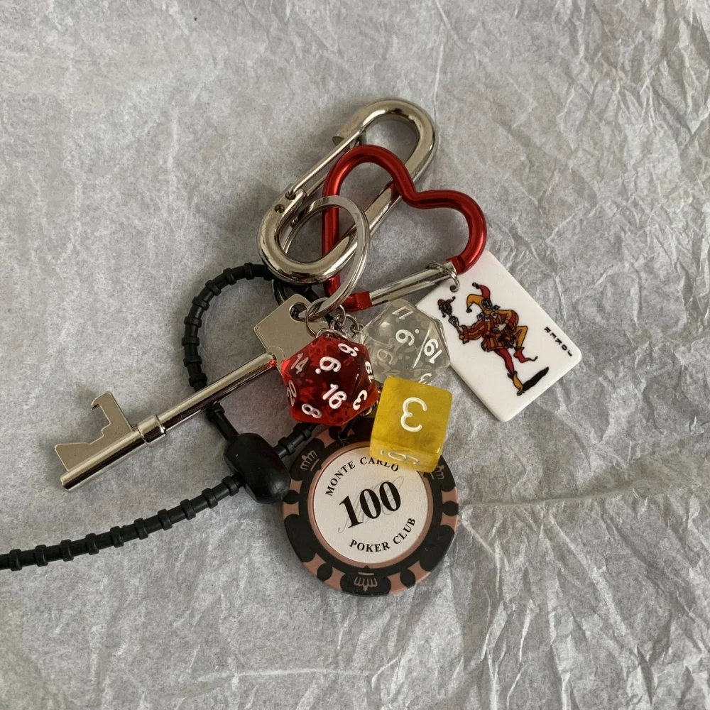 Original Keychain Ins Niche Cleanfit Trendy Leather Heart Hanging Accessories Glasses Spring Rope Keychain Girls' BagY2K Pendant - Image 2