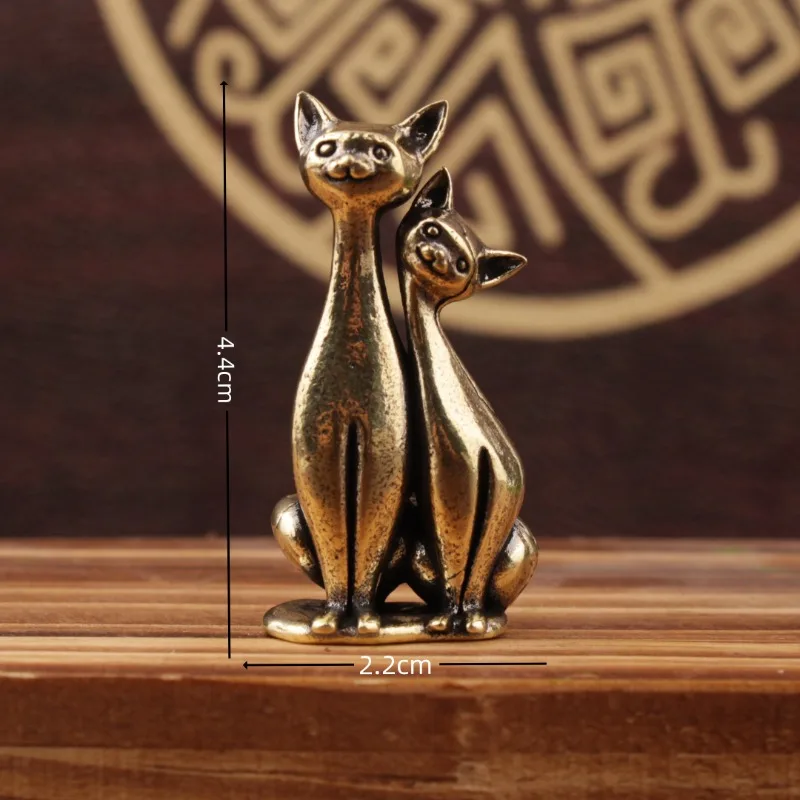 Antique Brass Cat Lovers Statue Ornament Copper Animal Sculpture Incense Burner Home Desktop Decorative Figurines & Miniatures - Image 4