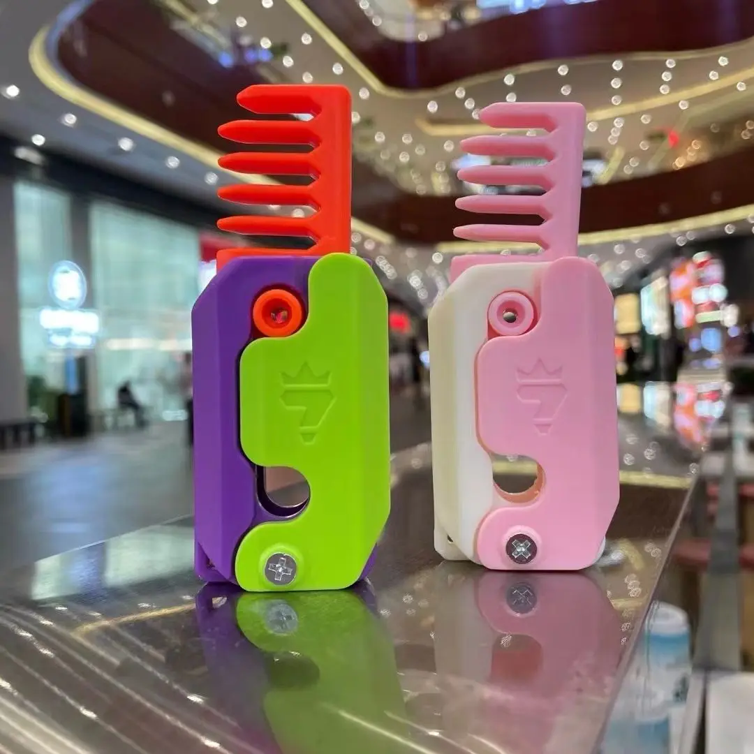 3D Gravity Straight Comb Small Radish Knife Comb Cute Stress Relief Fidget Toys Travel Out Portable Cute Model Butterfly Comb - Image 4