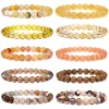 Yellow Orange Brown Stone Bracelet 8mm Bead Bracelets Tiger Eye Citrines Crystal Bracelet Healing Jewelry Gifts For Men Women