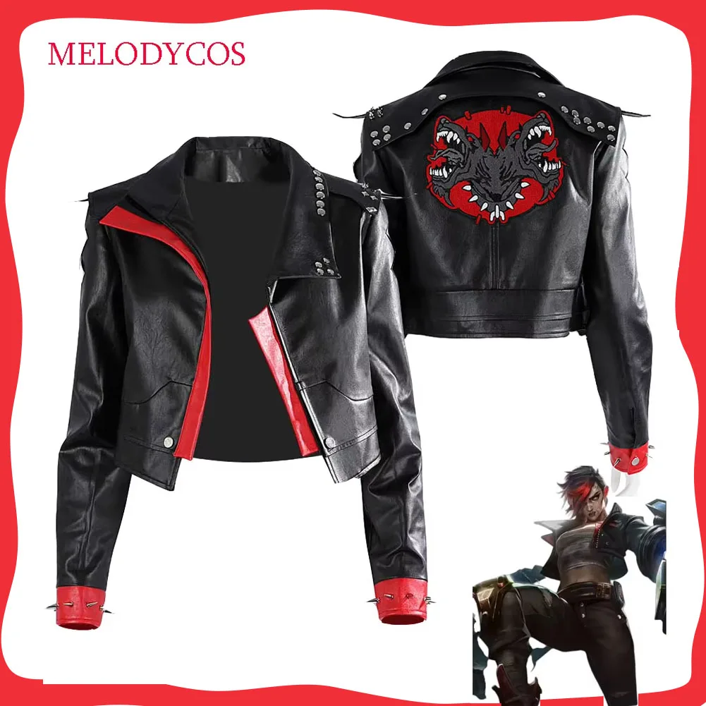 Arcane 2 Game LOL Vi Cosplay Women Black PU Leather Coat Costume Female Jacket Disguise Top Coats Party Halloween Carnival Party - Image 2