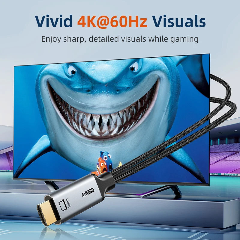 CABLETIME HDMI to USB C Cable Stable Signal 4K60Hz for Switch Nintendo PS3/4/5 With USB Power Game Console to USB C Monitor - Image 3