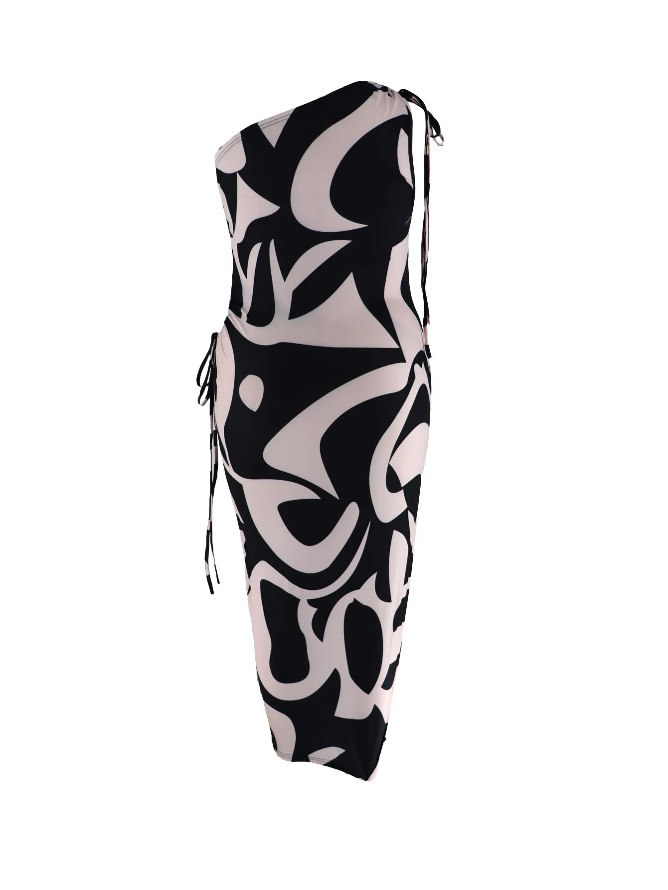 Plus Size Women’s One-Shoulder Midi Dress with Side Slit & Cutout, Stylish Street & Elegant Evening Wear - Image 4