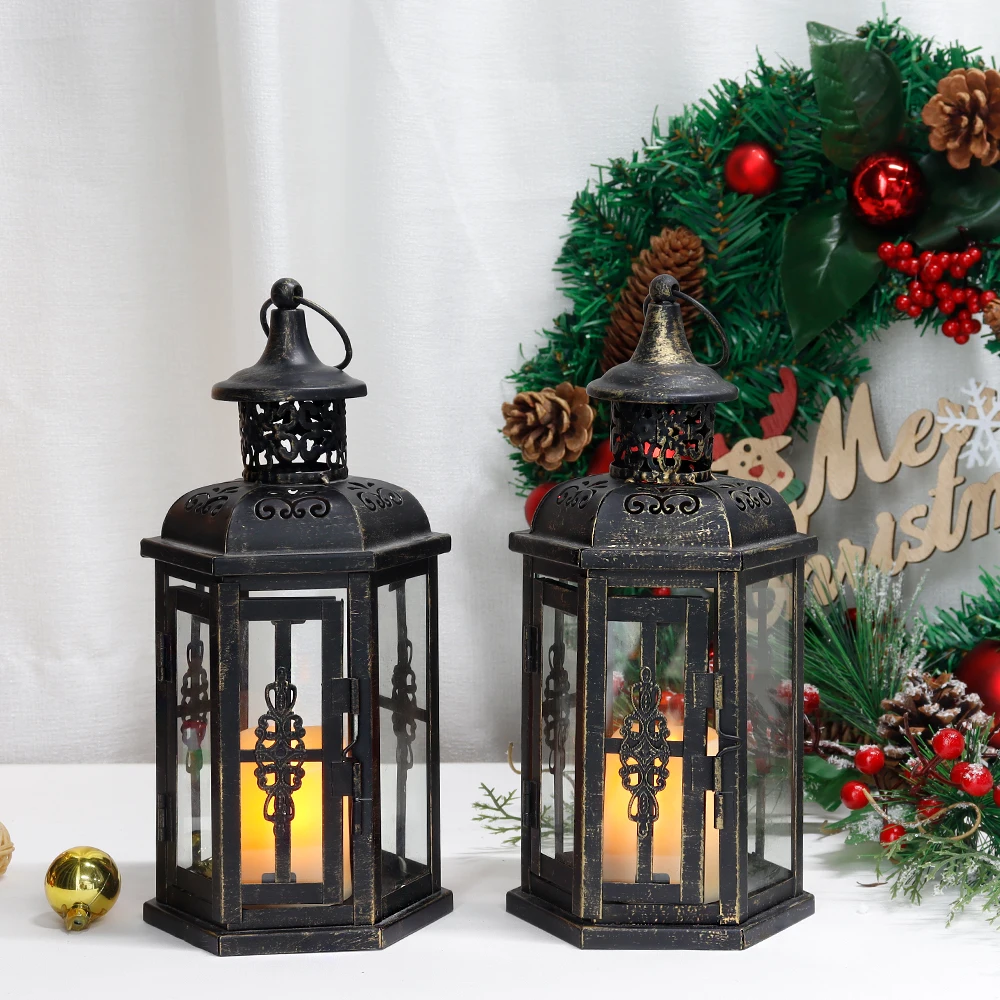 Vintage Candle Holder Lanterns 10 Inch High Decorative Hanging Lantern Bird Cage Metal Candle holder Black Garden Home Decor - Image 3