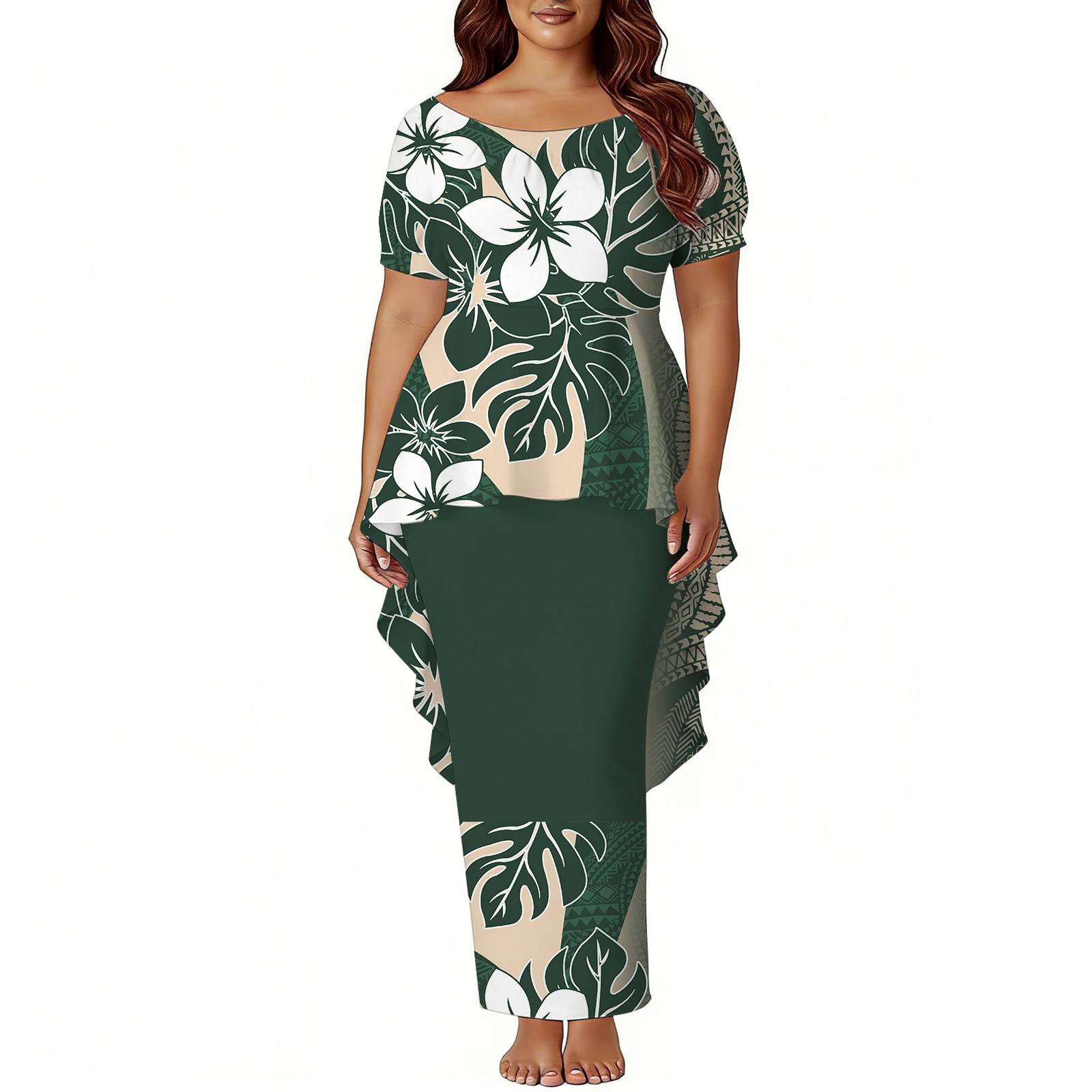 Samoan Hibiscus Flower Design Custom Women Puletasi Pattern Polynesian Women New High-Quality Retro Art Dress 2026 - Image 6