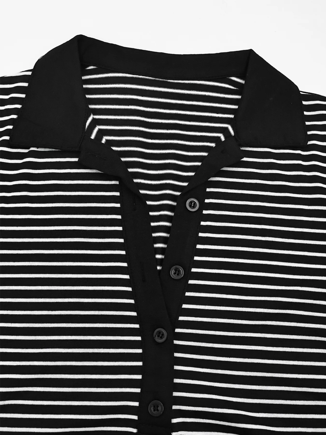 Women’s Striped Polo Dress with Button Front, Short Sleeve Knit for Casual Street & Coffee Date - Image 6
