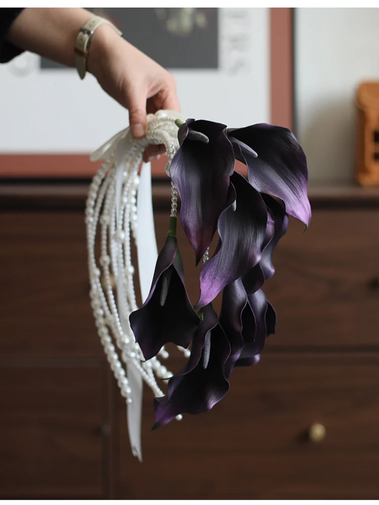 Wedding License Pearl Handheld Flower White Horsefoot Lily Aroid Simulation Handbag Photography Props Simple Style Handheld - Image 4