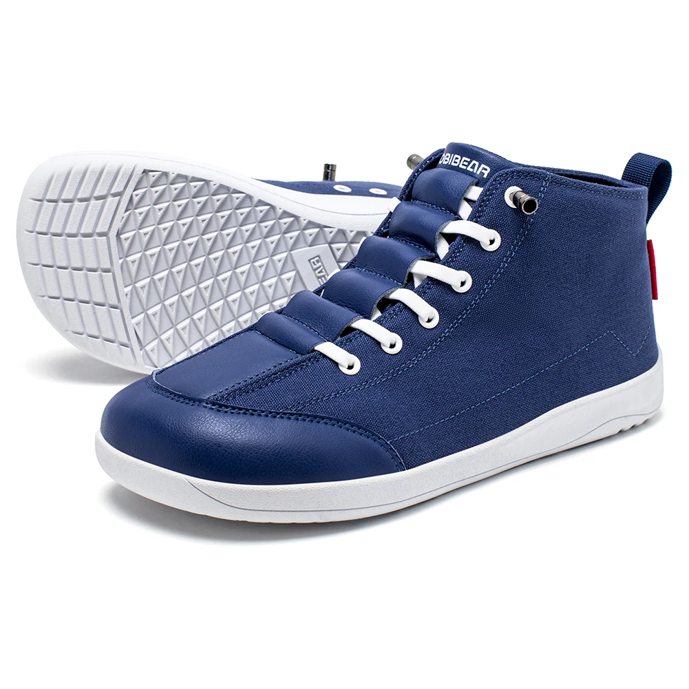 HOBIBEAR Mid-Top Canvas Boots Unisex Barefoot Wide Width Minimalist Shoes Zero-Drop Trail Running Sneakers