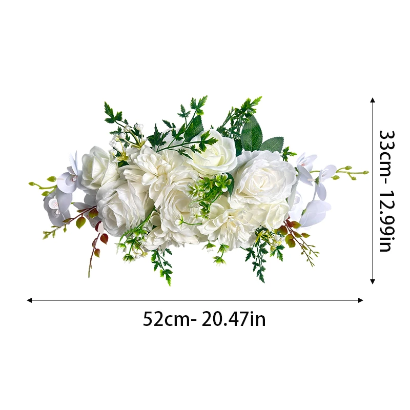 20inch White Rose Artificial Flower Row for Wedding Table Home Front Door Garden Party Tabletop Wall Home Decoration - Image 6