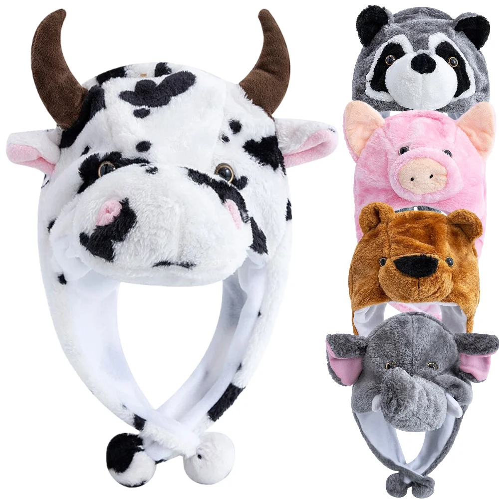 New Style Unisex Decorative Funny 3D Cat Animal Style Hat Mischievous Couple Cap For Man Women Plush Winter Lovely Family Hat