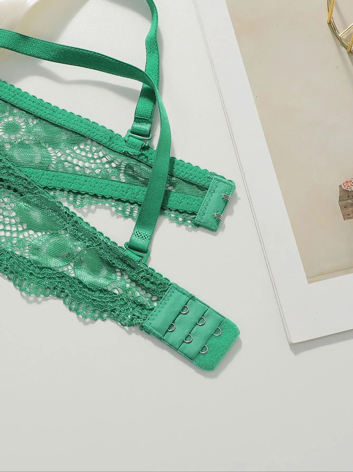 Elegant Green Lace Bra and Panty Set with Underwire & Padded Cups Push Up Demi Bras & Matching Brief for Women Lingerie Set S-XL - Image 5