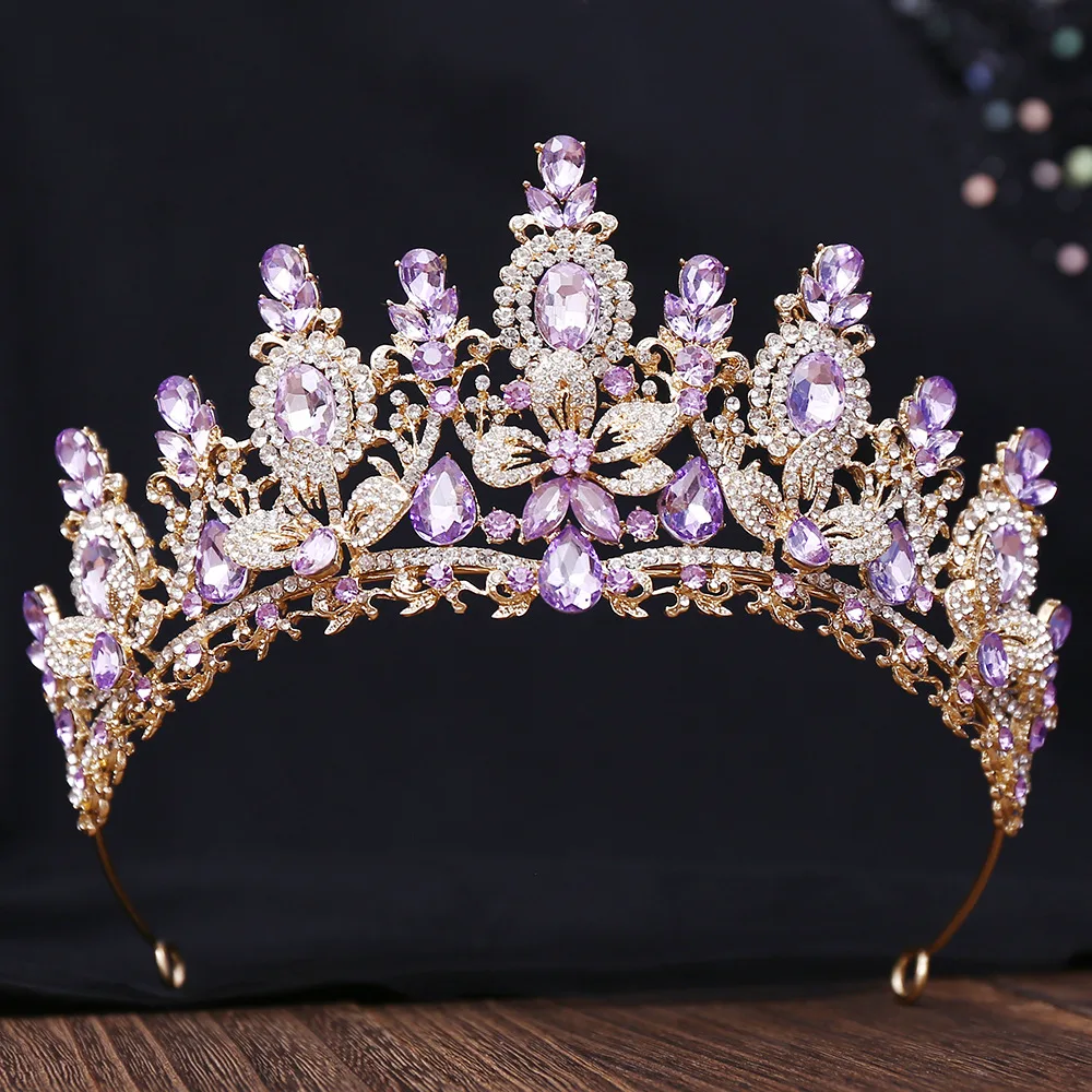 KMVEXO Women Diadem Wedding Crown Vintage Baroque Flower Crystal Tiara For Girls Birthday Elegant Opal Jewelry Hair Accessories - Image 3