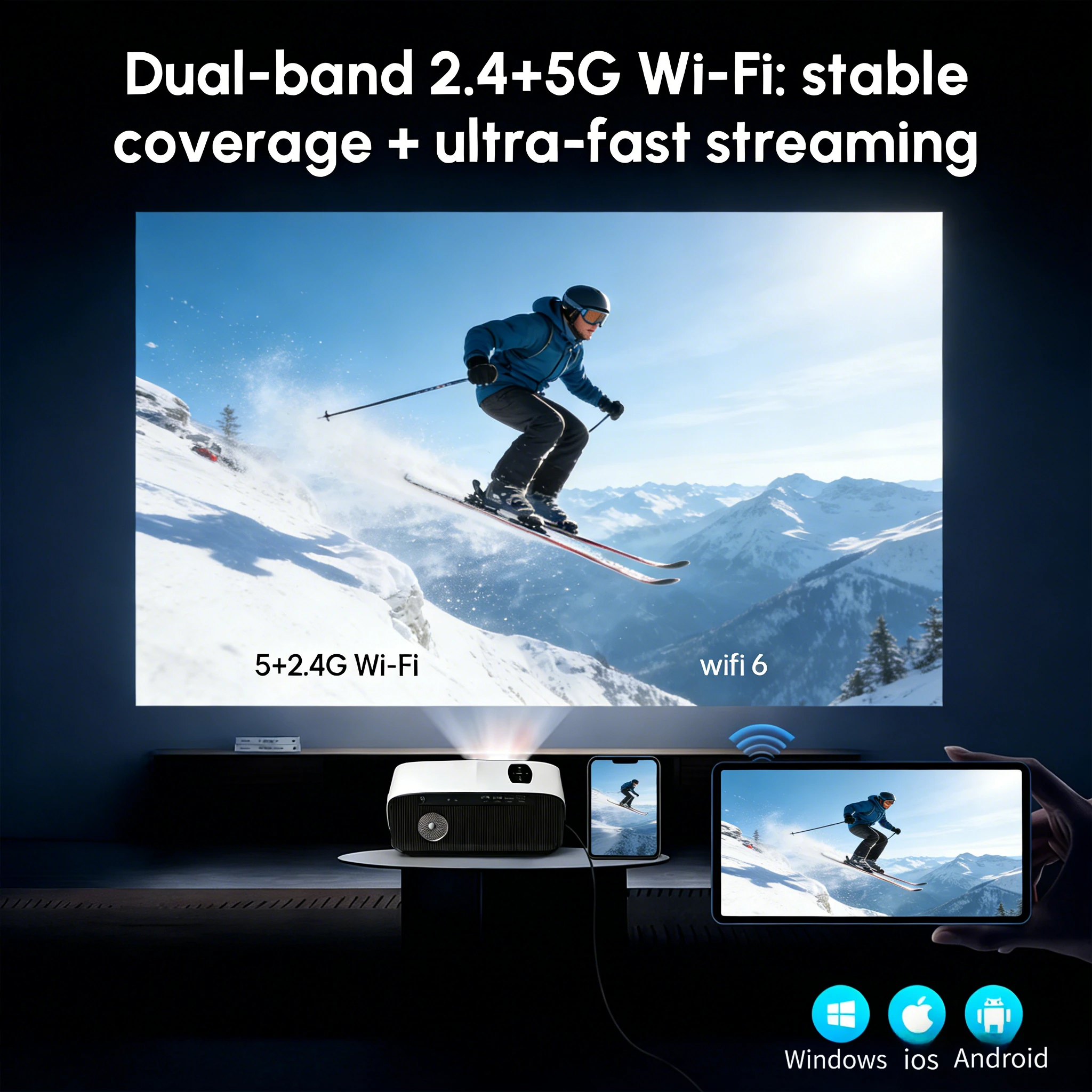 new 4k projector Auto Focus Daylight Projector 2.4+5G wifi bluetooth TOF Dust-proof movie video Android 14 Google TV projectors - Image 6