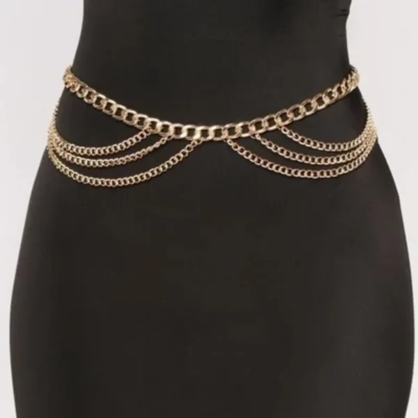 Sexy Simple and Fashionable Multi-layer Alloy Chain Waist Chain for Women Simple Gold Color Body Chain Bikini Jewelry Acessories