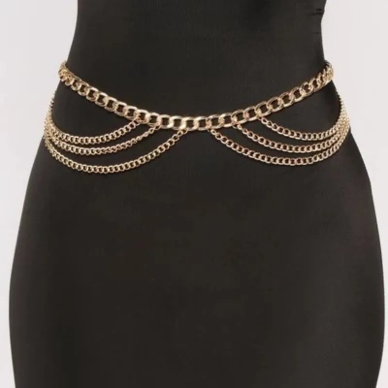 Sexy Simple and Fashionable Multi-layer Alloy Chain Waist Chain for Women Simple Gold Color Body Chain Bikini Jewelry Acessories