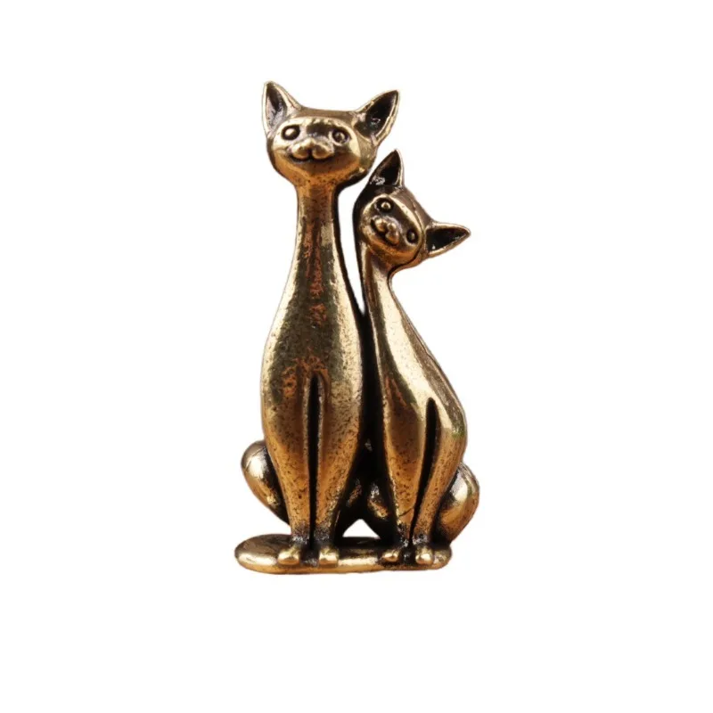 Antique Brass Cat Lovers Statue Ornament Copper Animal Sculpture Incense Burner Home Desktop Decorative Figurines & Miniatures - Image 6