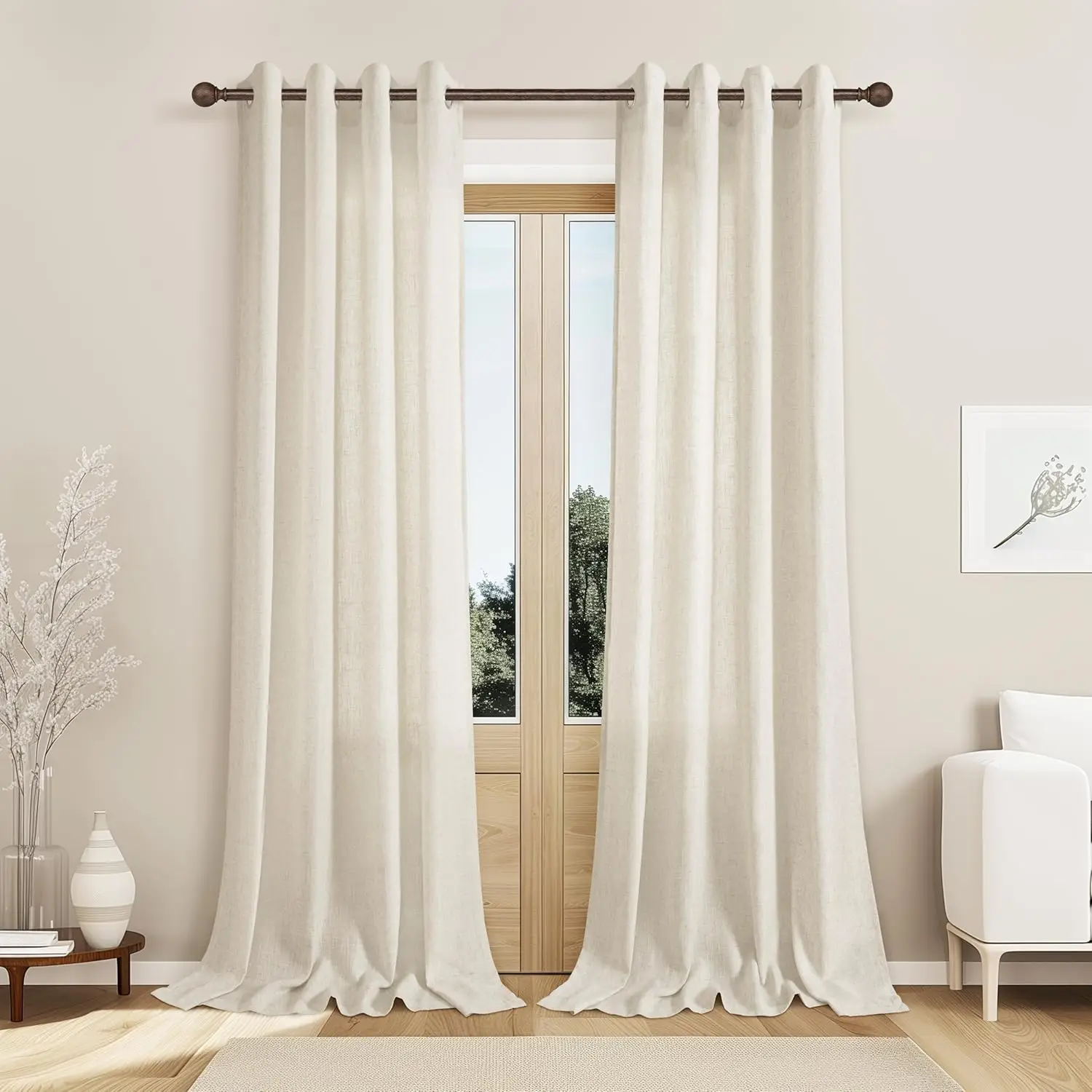 310cm Height Faux Linen Solid Color Sheer Curtain for Living Room Bedroom Light Blocking Curtain Privacy Window Tulle Curtain - Image 5