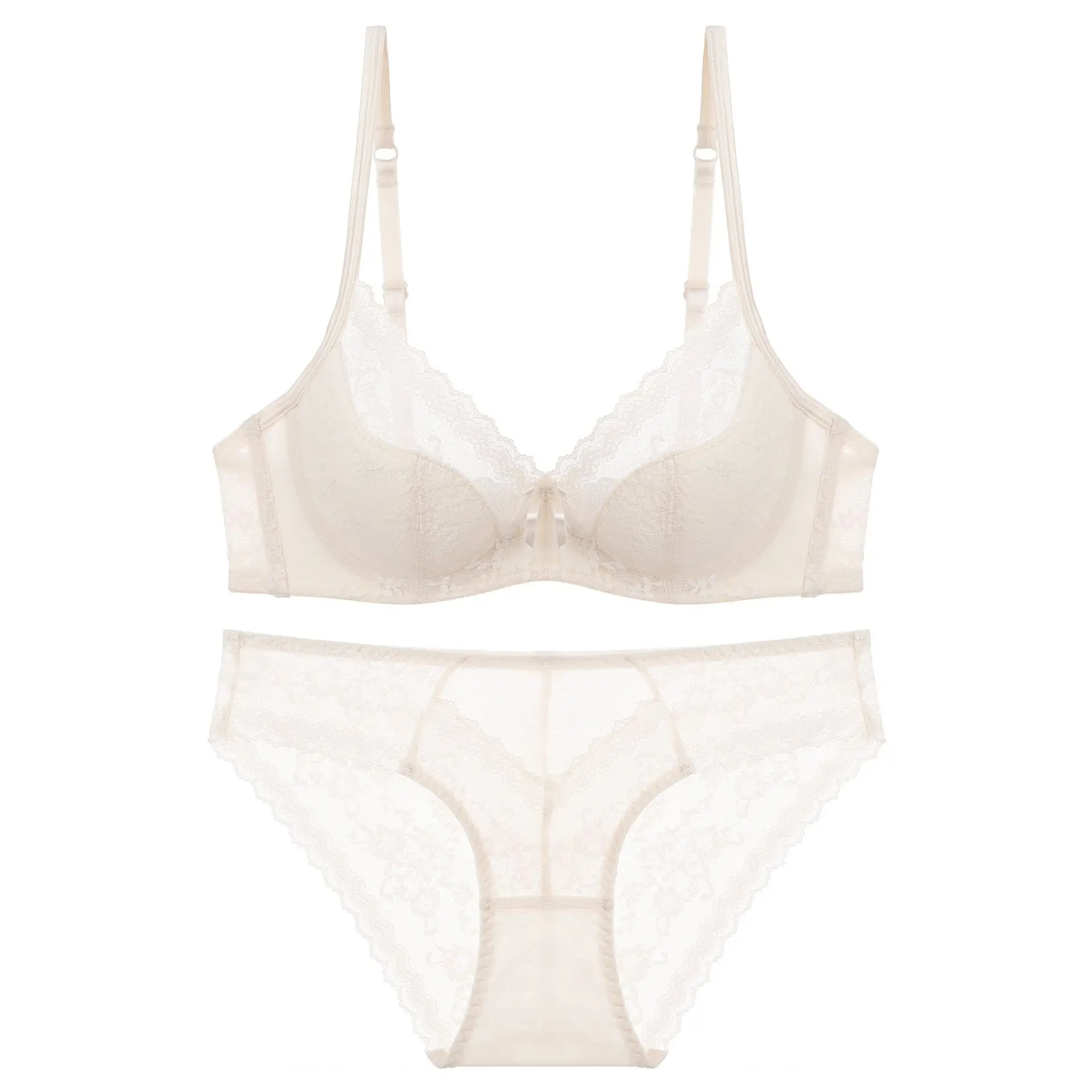 Summer Sexy Lace Embroidery Women Lingerie Set French Thin Cup Push Up Bra Comfort Breathable Underwear Ladies Bra Briefs Set - Image 4
