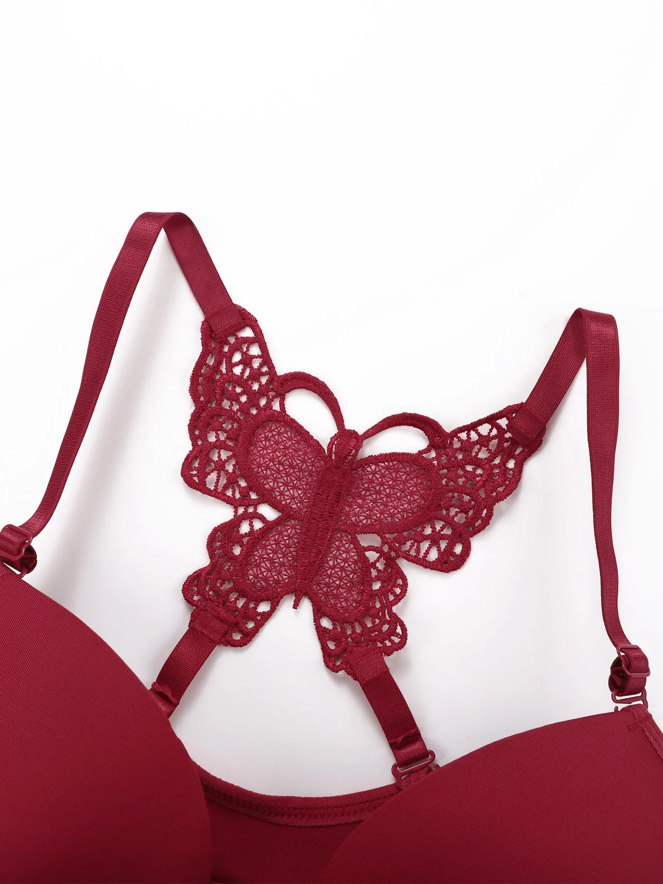 Hot selling 2-piece set of sexy red front button braissere beautiful back butterfly fashion bra push up women's set A2120 - Image 3