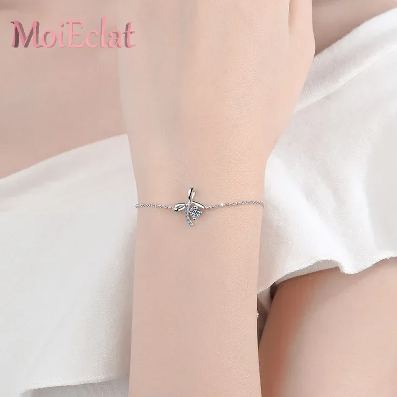0.3 Carat Bowknot Moissanite Bracelet Free Adjustment, Platinum PT950 Fashionable Bangle Female Jewelry Luxury Wedding Gift - Image 3