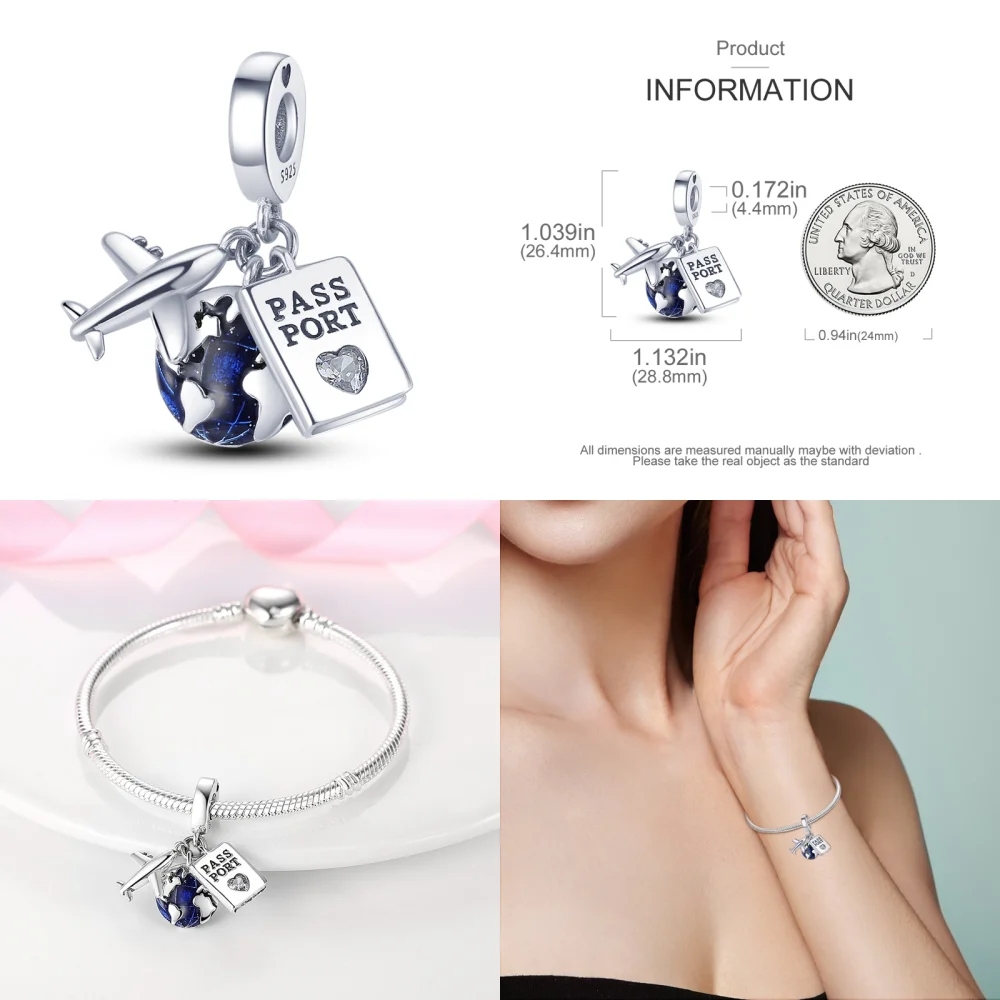 PANPOKI HOT 33 Style 925 Sterling Silver Charms Travel Series Pendant Beads Fit Fine Bracelets & Bangles DIY Women Jewelry - Image 5