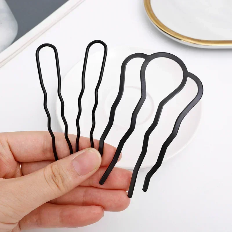 New Metal Black Hair Fork Clip Women Hair Pin Combs Messy Bun Hair Pin Clip Hair Side Combs Updo Hair Sticks Hair Styling Tool - Image 2