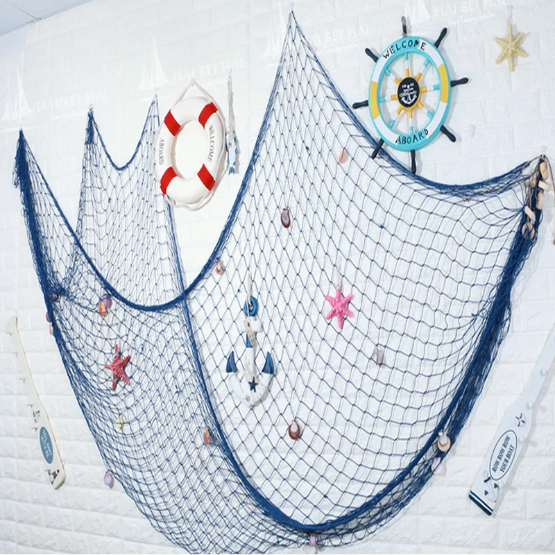 Big Fishing Nets For Theme Restaurant Studio Home Decoration Props Mediterranean Sea Style Wall Hangings Ornament Wall Stickers - Image 2
