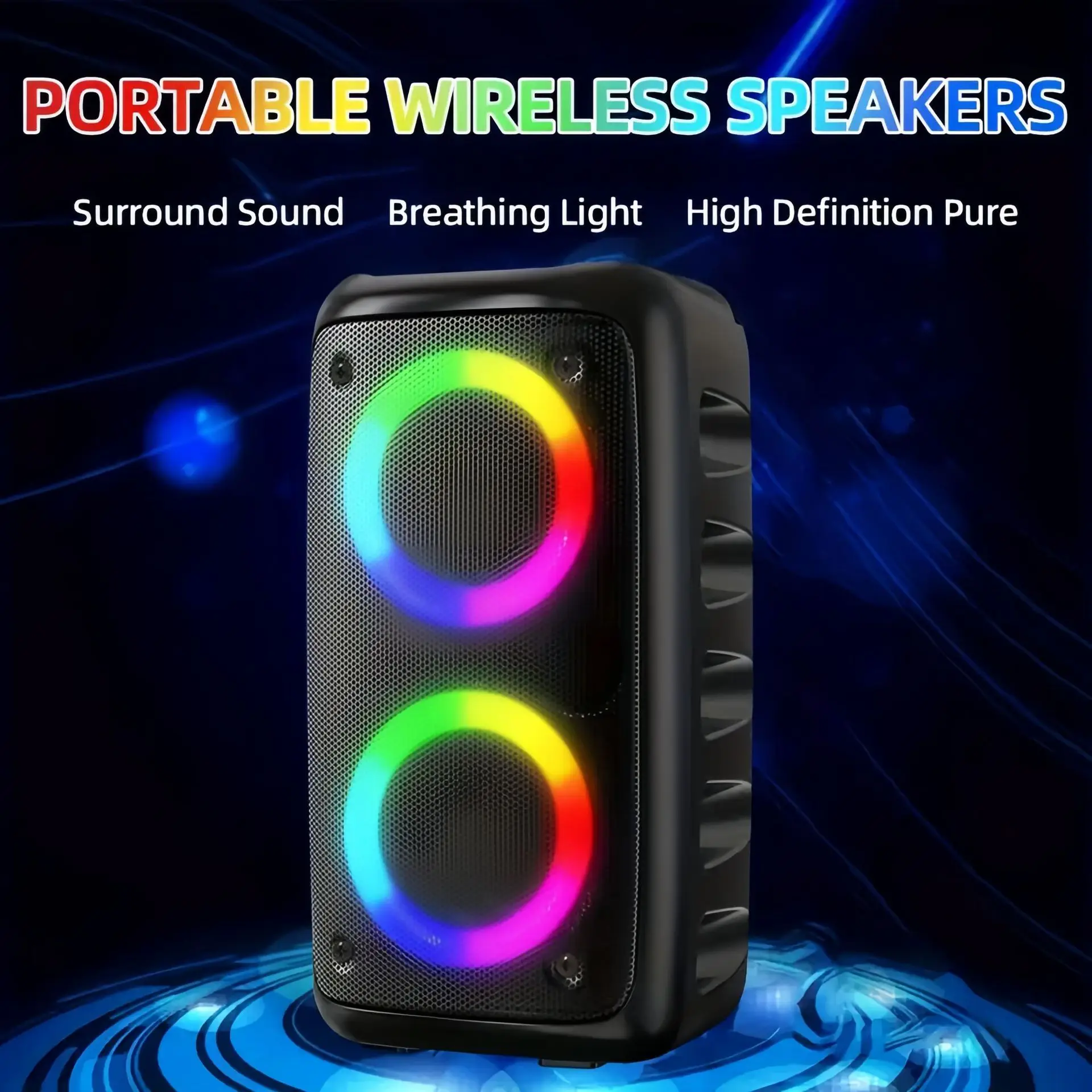 Karaoke Radio FM Bluetooth Speaker Portable Wireless With Microphone Lamp Machine Caixa De Som Sound Box Music Subwoofer LED TWS - Image 2