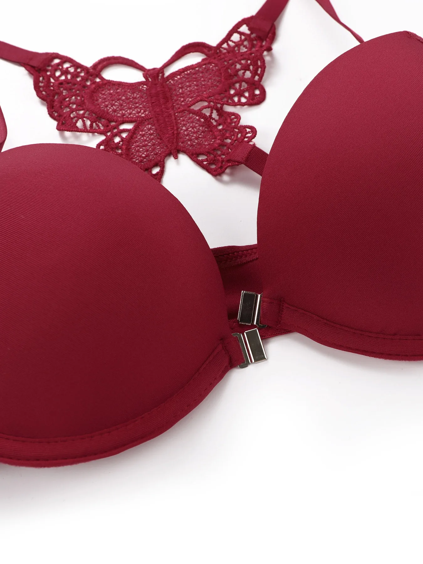 Hot selling 2-piece set of sexy red front button braissere beautiful back butterfly fashion bra push up women's set A2120 - Image 2