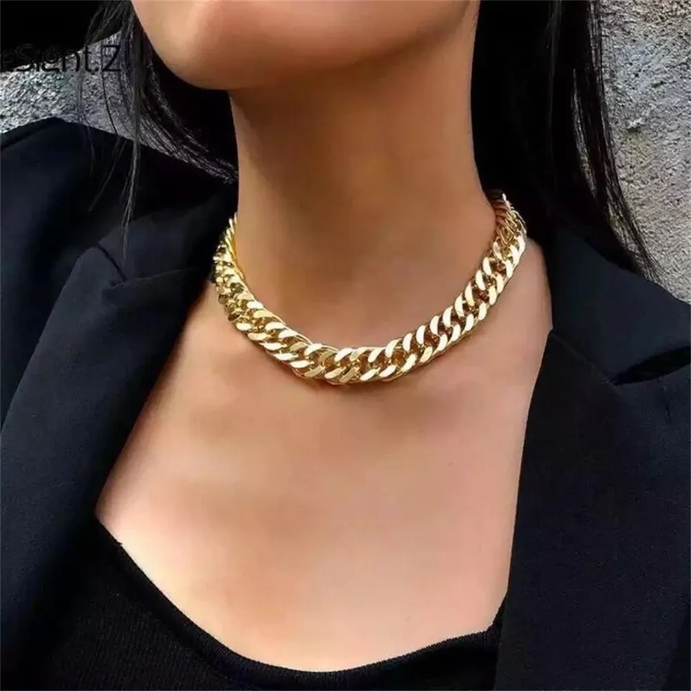 New Vintage Gold-plate Geometric Punk Exaggerated Chain Necklace For Women Female Fashion Boho Y2K Hip Hop Choker Jewelry Gift - Image 5