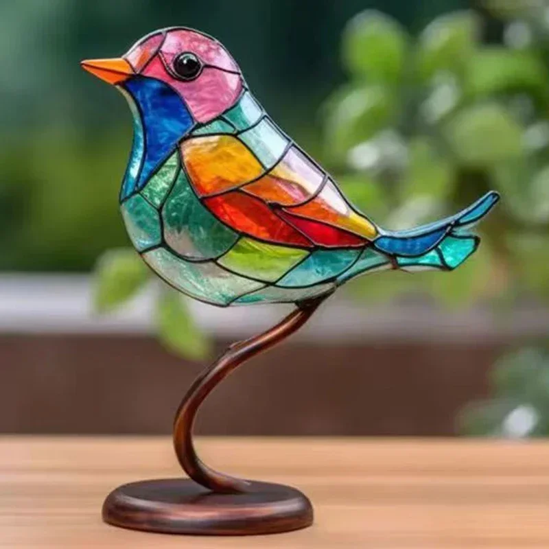 2/3/5bird Stained Acrylic Birds Branch Desktop Ornaments Double Sided Multicolor Style Craft Statue Ornaments Desktop Decoration - Image 4