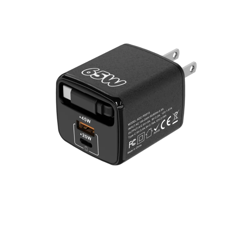 65W Fast Charger Micro USB 0.3m charging data cable US standard plug PD+USB multi-port fast charging head for iPhone Xiaomi - Image 4