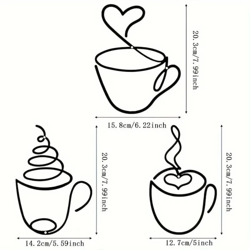 3PCS Wall Hanging Decor Coffee Themed Wall Hanging Art Creative Pendant European Style Living Room Home Cafe Interior Decoration - Image 6