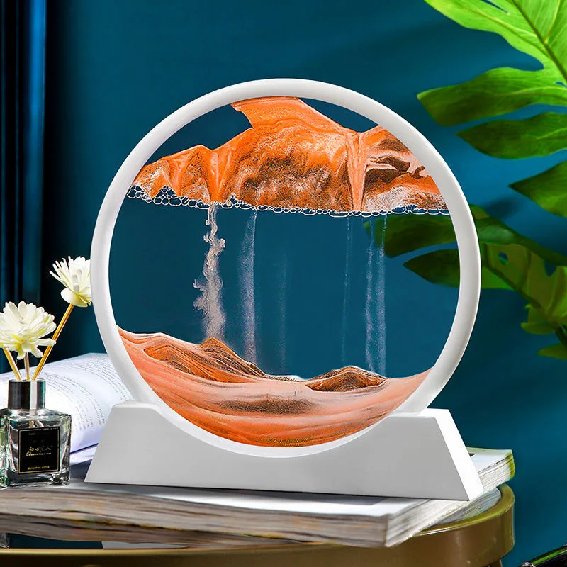 12 Inch 3D Moving Sand Art Picture Round Glass Ocean Sandscape Hourglass Quicksand Craft Flowing Sand Painting Home Decor - Image 3