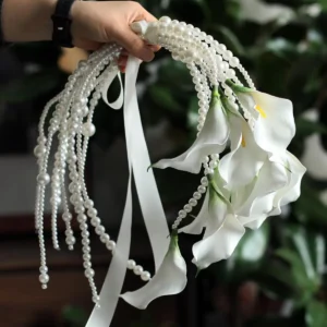Wedding License Pearl Handheld Flower White Horsefoot Lily Aroid Simulation Handbag Photography Props Simple Style Handheld