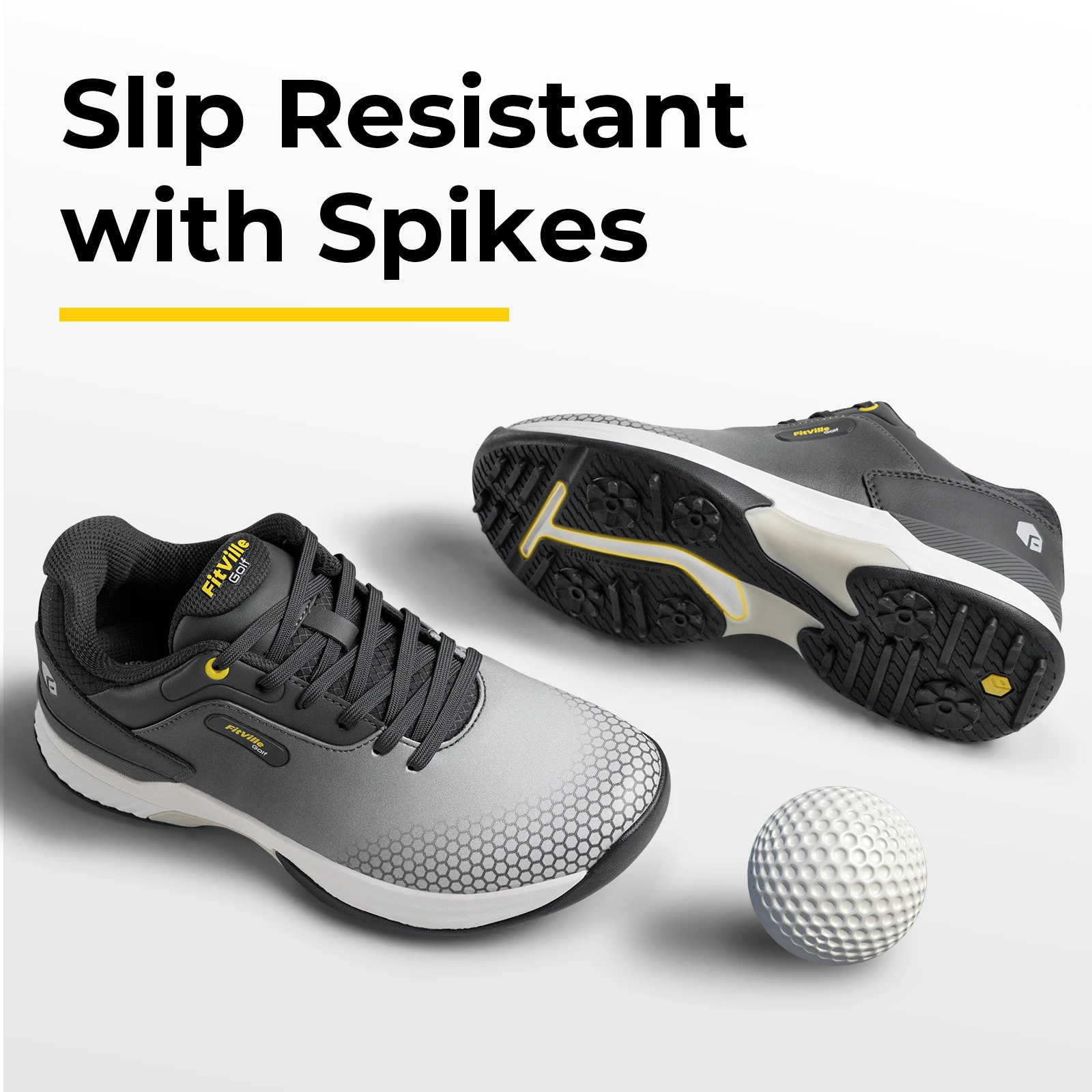 FitVille wide men's golf shoes non-slip wear-resistant comfortable pickleball sports shoes suitable for swollen feet relieve toe - Image 2